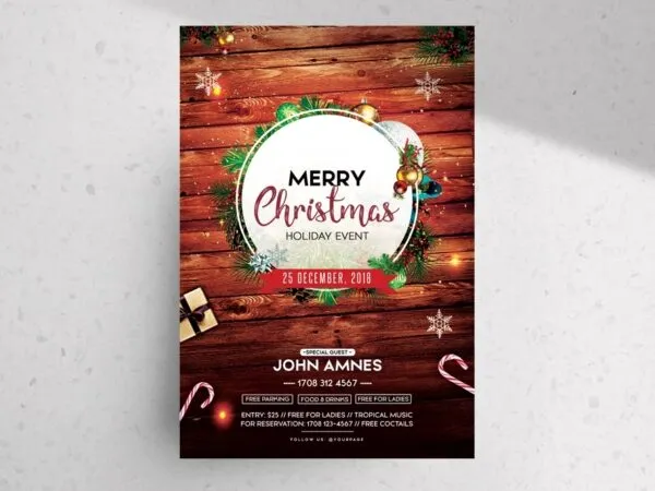 Festive Merry Christmas Event Flyer Template 1