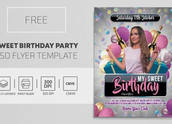 Festive Modern Birthday Party Flyer Template 1