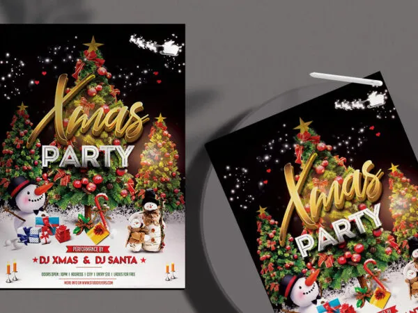 Festive Modern Xmas Night Party Flyer Template 1