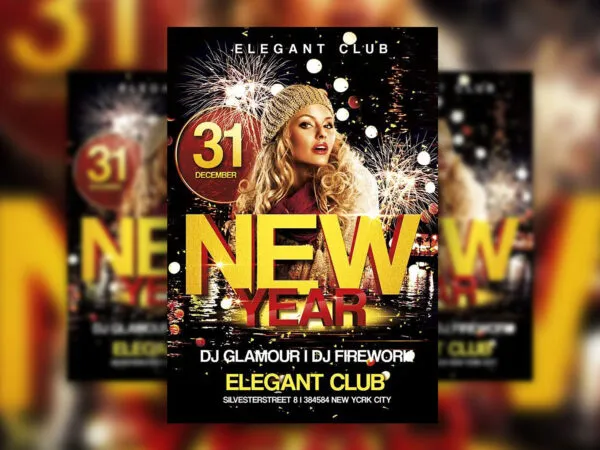 Festive New Year Club Events Flyer Template 1