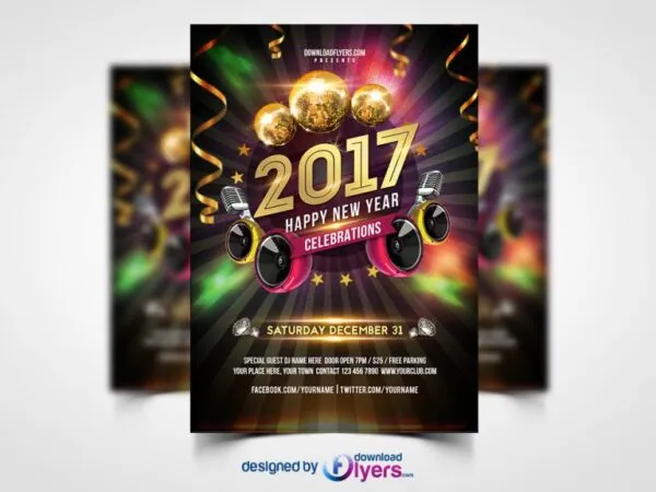 Festive New Years Concert and Party Flyer Template 1
