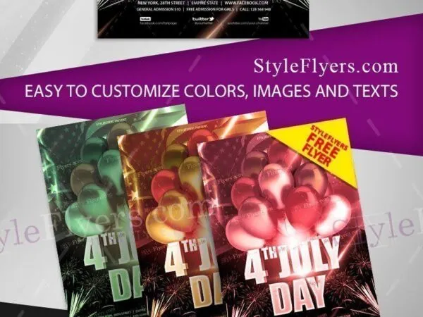 Festive Shiny Balloons 4th of July Flyer Template 1
