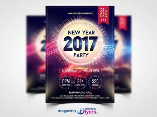 Festive Space New Year Party Flyer Template 1
