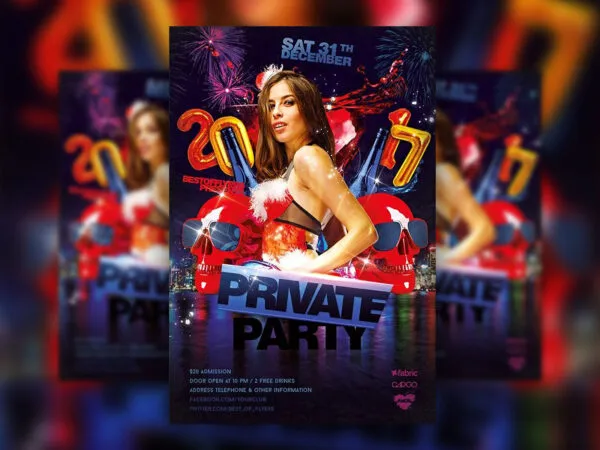 Festive Urban Private Party Flyer Template and Facebook Cover 1