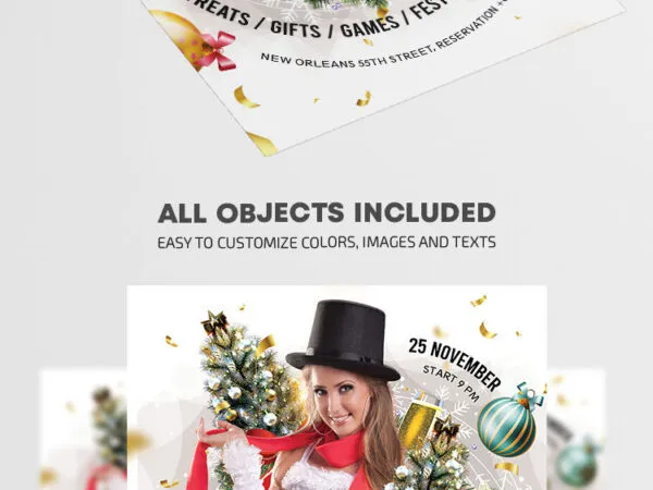 Festive White Christmas Party Flyer Template 1