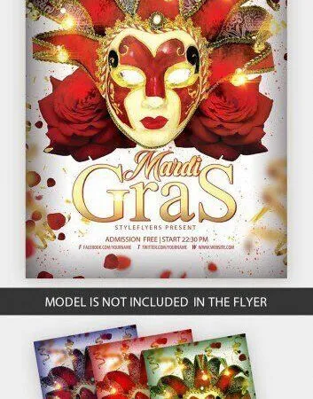 Festive and Bold Mardi Gras Flyer Template 1