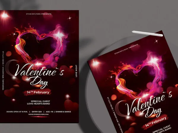 Fiery Sparkly Valentines Day Flyer Template 1