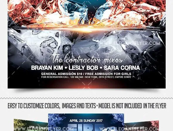 Fiery and Icy Club Event Flyer Facebook Cover Template 1