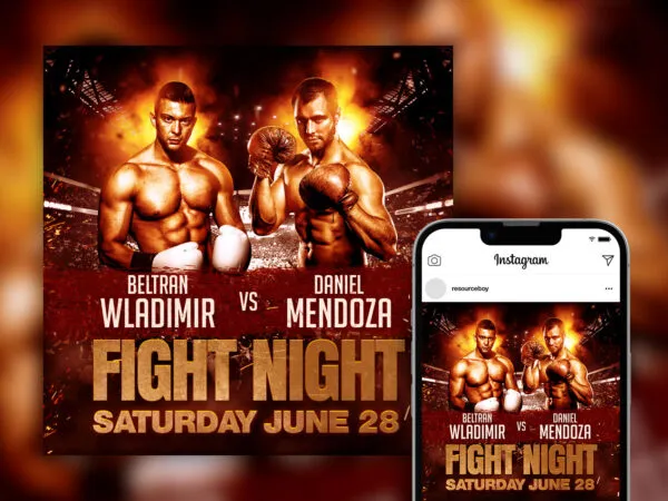 Fight Night Event Instagram Post Template 1