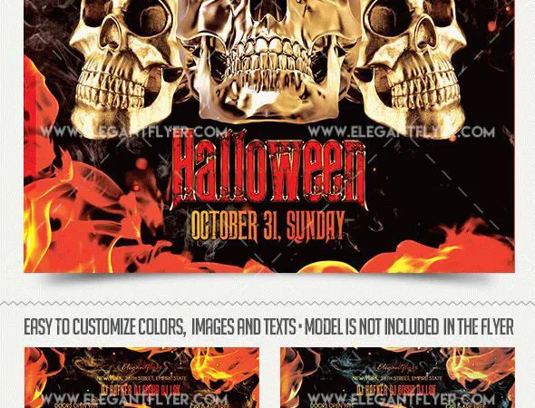 Fire Border Halloween Flyer Template and Facebook Cover 1