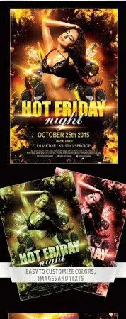 Fire Border Sparkly Friday Night Party Flyer Template 1