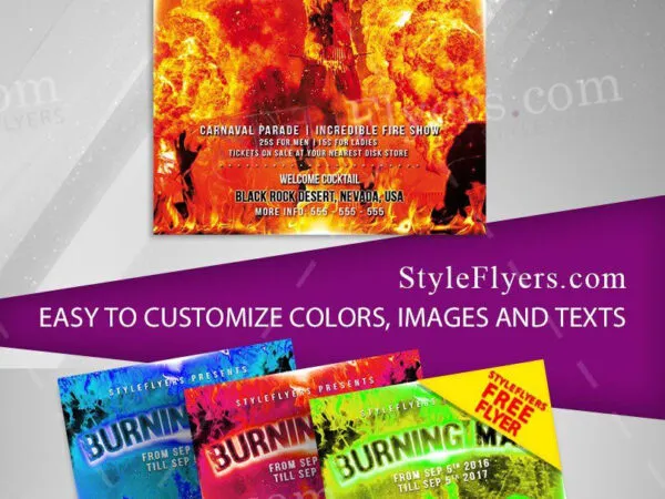 Fire Burning Man Event Flyer Template 1
