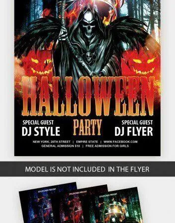 Fire Scary Halloween Party Flyer Template 1