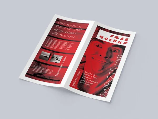 Five Bi fold DL Leaflet Mockups in Different Shots 1