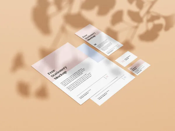 Five Minimal Stationery Set Mockups 1