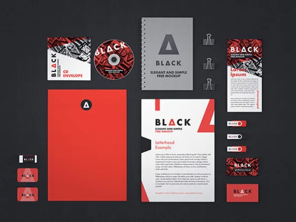 Five Mockups of Professional Corporate Identity Set in Different Angles 1