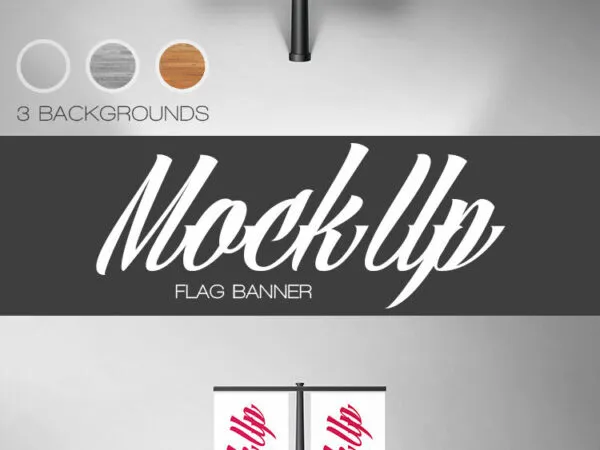 Flag Banner with Pillar Mockup 1