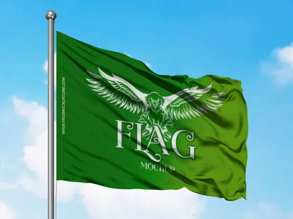Flag Waving in the Sky Mockup Perspective View 1