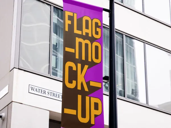 Flag on City Lantern Mockup 1