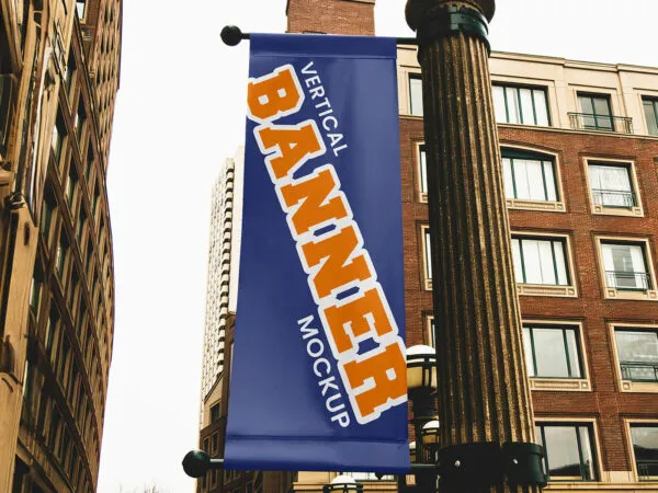 Flag on Street Lamp Mockup 1