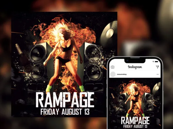 Flame Splash Rusted Rock Music Instagram Template 1