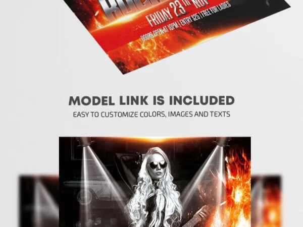 Flaming Dark Rock Music Event Flyer Template 1