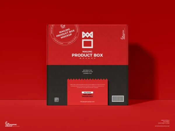 Flat Cardboard Packaging Box Mockup in the Front View 1