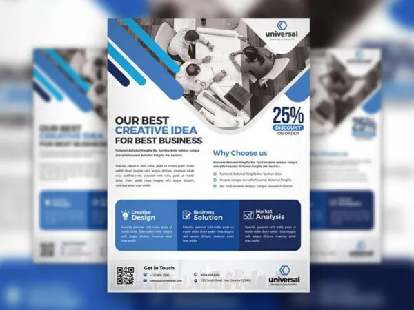 Flat Corporate Business Grid Flyer Template 1