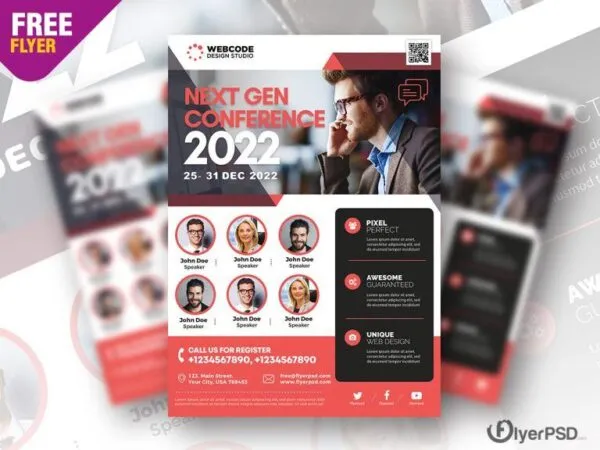 Flat Corporate Grid Flyer Template 1