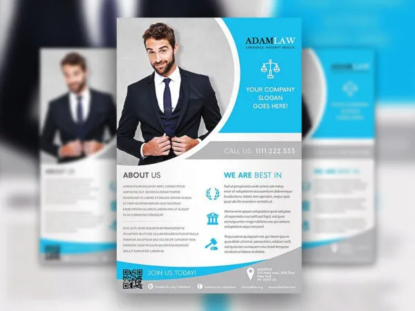 Flat Corporate Lawyer Service Flyer Template 1