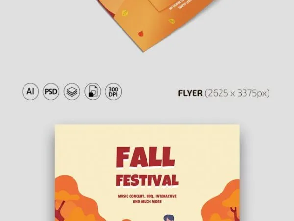 Flat Illustrated Fall Festival Flyer Template 1
