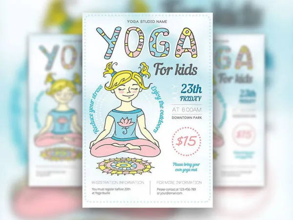 Flat Illustrated Yoga Studio Flyer Template 1