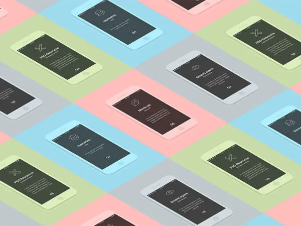 Flat Isometric App Screens Mockup 1