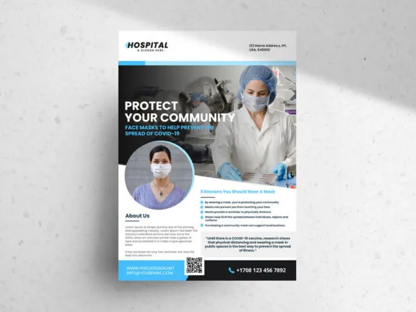 Flat Medical Flyer Template in a White Blue Theme 1