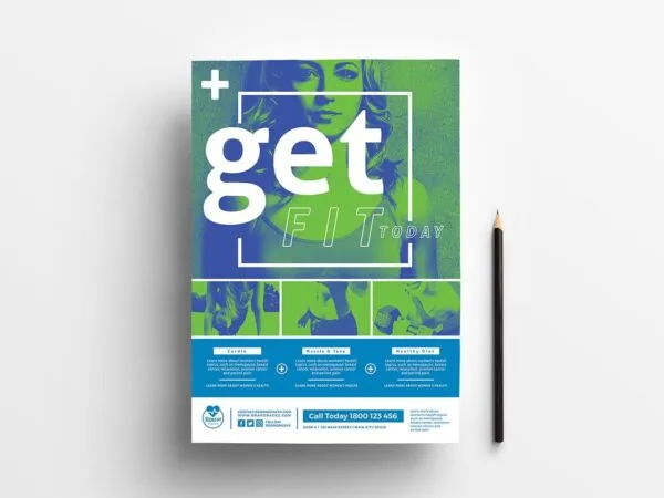 Flat Modern Fitness Poster and Rack Card Templates 1