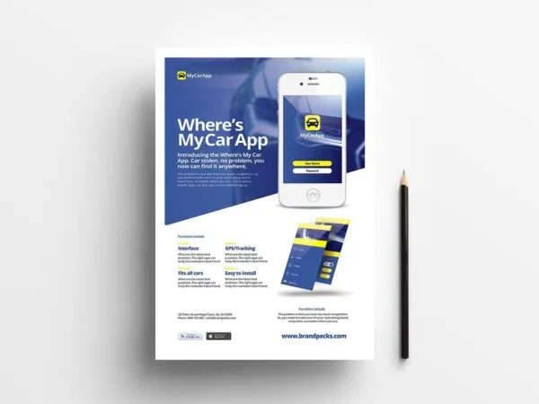 Flat Modern Mobile App Poster Template with a Blue Theme 1