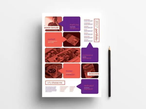 Flat Modern Portfolio Poster Template Featuring Two Different Color Schemes 1