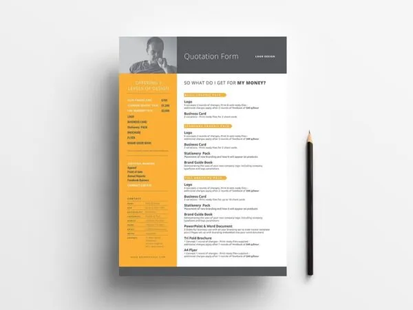 Flat Quotation Form Template Featuring Photo Slot 1