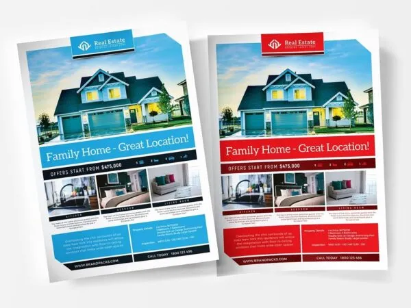 Flat Real Estate Rack Card and Flyer Templates 1