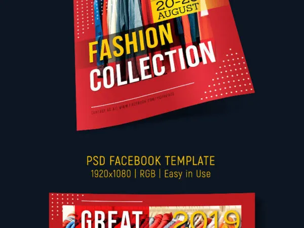 Flat Red Fashion Flyer and Facebook Cover Template 1
