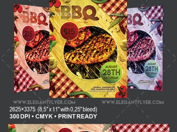 Flat Thematic Modern BBQ House Flyer and Facebook Cover Templates 1