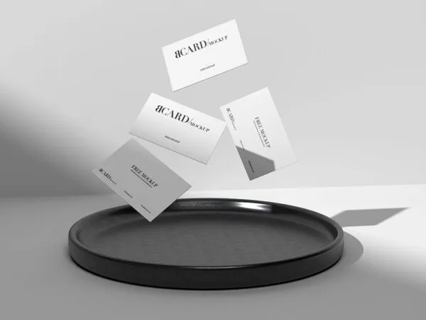 Floating Business Cards Mockup in Front Sight 1