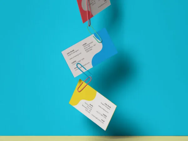 Floating Clipped Business Card Mockup Attached Together 1