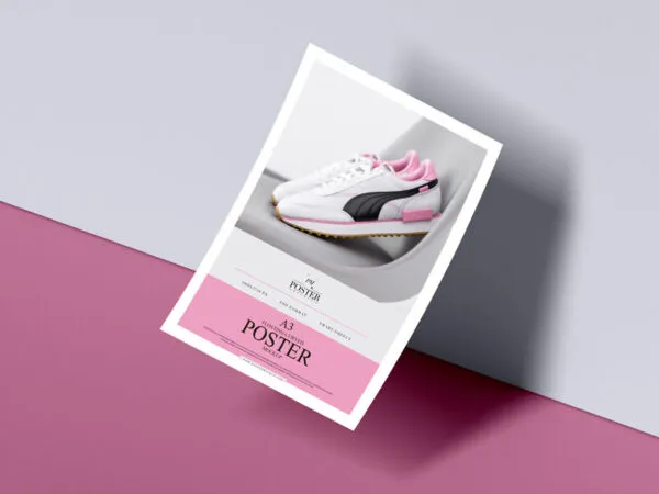 Floating Curved A3 Editable Poster Mockup 1