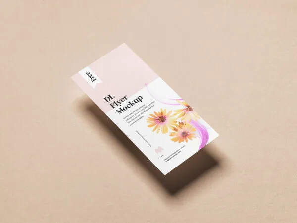 Floating DL Flyer Rack Card Mockup in Perspective 1