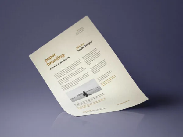 Floating Folded A4 Paper Mock Up 1