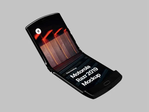 Floating Half Folded Motorola Razr 2019 Mockup 1