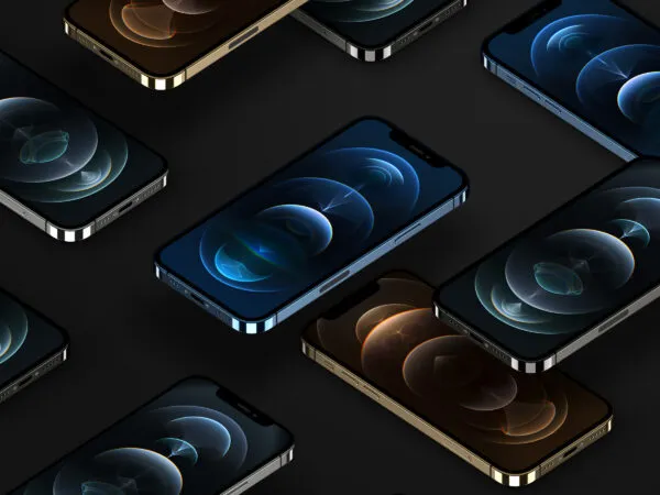 Floating Isometric iPhone 12 Pro Mockup 1