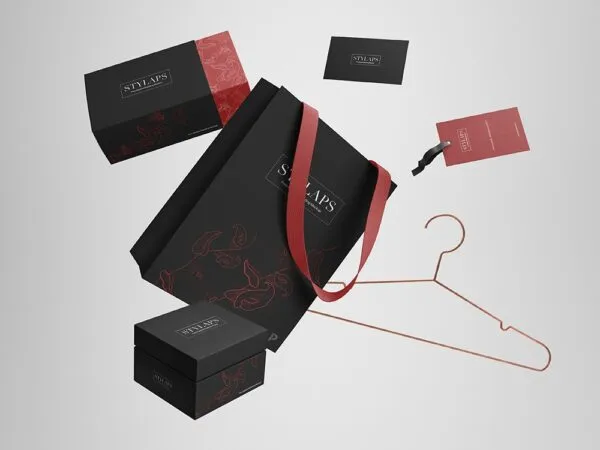 Floating Packaging of Apparel Branding Mockup 1