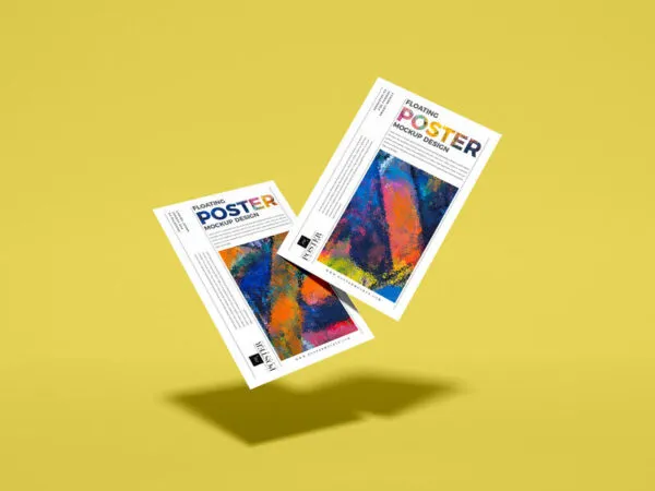Floating Pair of Posters Mockup Design 1